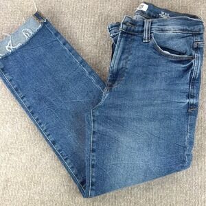 Kensie Jeans The Allie High Rise Slim Straight Blue Denim Raw Hem 4/27